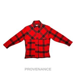 🔴 Filson Mackinaw Wool Cape Coat - Red/Black Plaid S 38